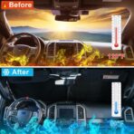 PIMCAR Windshield Sunshade for Ford F-150 2015-2020 | Premium 310T Reflective Polyester UV & Heat Blocker | Reduces Interior Temperature, Foldable with Storage Pouch - Image 2