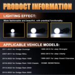 LED Interior Courtesy Lights Footwell Lights Under Dashboard Courtesy Floor Lamp for Dodge RAM,for Durango,Nitro,for Jeep Wrangler,Liberty,Grand Cherokee,18-SMD Under Hood Lamp (White) - Image 2