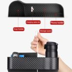 Car Seat Gap Filler Organizer 2 Pack, Multifunctional Auto Console Side Storage Box with Cup Holders & Phone Holder, Premium PU Leather Car Front Seat Organizer for Drinks, Sunglasses, Keys - Image 3