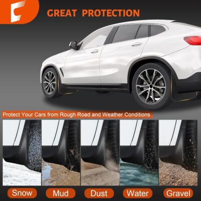 Upgraded Mud Flaps Fit for Ford F150 2026 2025 2024 2023 2022 2021, Mud Flaps for Pickup Trucks Splash Guard Compatible with 2025 Ford F150 Accessories, No Drilling Mud Gards Mudflaps, Set of 4 - Image 4