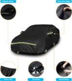 INSAUTO Heavy Duty Waterproof All-Weather Car Cover for Sedans (194–202 Inches), Outdoor Full Car Cover with Door Zipper, Protects from Sun, Rain, Snow, Dust & UV (Black) - Image 3