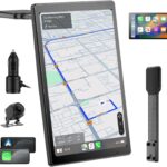 8” Wireless Apple CarPlay Screen for Car with Android Auto & 1080P Backup Camera, Rotatable Touchscreen Car Stereo, Vertical & Horizontal Mode, Bluetooth, GPS Navigation, Mirror Link