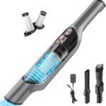 Zefiro Compact Powerful Cordless Handheld Vacuum, Rechargeable Portable Car Vacuum for Car & Pet Hair, 25000PA High Power Suction, XL Dust Cup, 2 Brushes & Filters, Long Runtime with Charger