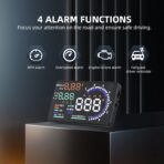 Windshield Heads Up Display for Car MAIMEIMI OBD2 Digital Speedometer with OBDII/EUOBD Interface HUD Car Speedometer MPH with Water Temperature, Mileage, RPM, Alarms for OBDII/EOBD Sedan Cars (2008+) - Image 3