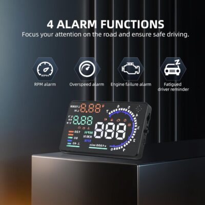 Windshield Heads Up Display for Car MAIMEIMI OBD2 Digital Speedometer with OBDII/EUOBD Interface HUD Car Speedometer MPH with Water Temperature, Mileage, RPM, Alarms for OBDII/EOBD Sedan Cars (2008+) - Image 3