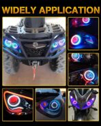 Qasim Angel Eyes Halo Rings Cotton Lights 12V 70MM RGB LED Universal for Car Scooter Motorcycle DRL Fog Light Turn Signal Light APP Bluetooth Control Multi-Color 2-Pack - Image 3