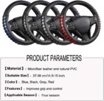 West Llama Microfiber Leather Car Steering Wheel Cover for Men Women,Universal Fit 14.5-15 inch(Leather Nails-Gray+Black-Standard Size) - Image 6