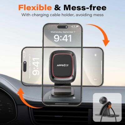 [2 Pack] Magnetic Phone Holder for Car, APPS2Car [Super Strong Magnet] Phone Mount for Car, Dashboard Magnetic Car Phone Holder Mount with Strong VHB Adhesive Mounting, Compatible with iPhone, Samsung - Image 4