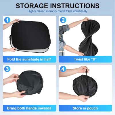 JUSTTOP Car Sun Shade Windshield 2-Piece Foldable Car Front Window Sunshade, 210T Coated Silver Coth Reflective Polyester Material(Medium27.9x31.1in) - Image 5