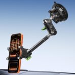 MAGIC JOHN Car Phone Holder, Ultra-Durable Mteal Phone Holders for Your Car, 360° Rotation Cell Phone Car Mount for Windshield, Suction Cup Car Phone Mount for iPhone Samsung All Smartphone