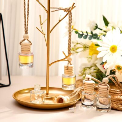 BBTO 100 Pcs Car Air Fresheners Diffuser with Wooden Cap Empty Aromatherapy Diffuser Clear Fragrance Holder Pendant Hanging Perfume Fresheners Bottles for Car Decor(Classic,Clear) - Image 3
