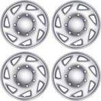 Ford 4-Pack Hubcaps: Wheel Covers Compatible with Ford Van 1998-2023, Truck & Econoline; 16 inch Silver