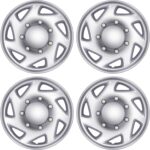 Ford 4-Pack Hubcaps: Wheel Covers Compatible with Ford Van 1998-2023, Truck & Econoline; 16 inch Silver