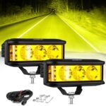Auxbeam 5 Inch Amber Fog Light, Side Shooter Pod Lights 68W 6800LM LED Offroad Driving Lights with White Spot Flood Combo Beam, Waterproof Offroad Fog Light for UTV ATV Jeep Truck Boat (Yellow Beam)