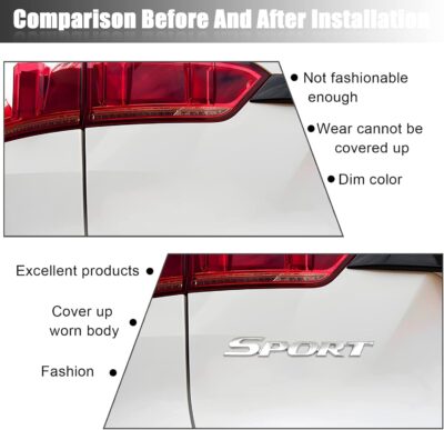 2PCS 3D Metal Sport Emblem for Car, Premium Decals Emblem, Trunk Fender 3D Sticker Modification (Silver) - Image 5