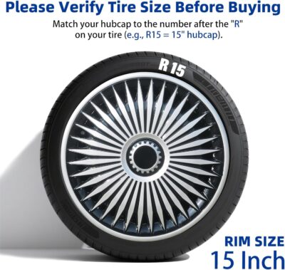 Hubcaps 15 Inch Exact Fit for R15 Iron Wheels Universal ABS Plastic Wheel Covers Set of 4 Snap On Rim Caps for Most Cars Trucks SUV Sedans 4Pcs 15" Hubcaps Wheel Rim Cover Direct Replacement - Image 3