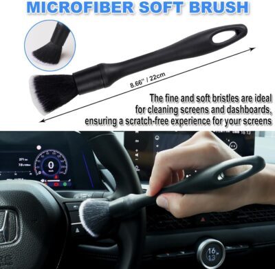 7PCS Car Detailing Brush Set, Ultra Soft Boars Hair Car Interior Detailing Brushes, Car Interior Detailing Kit, Car Cleaning Gel Supplies Kit, Car Dust Brush, Car Accessories for Truck, Suv, Interior - Image 2