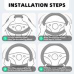 Bling Car Steering Wheel Cover, Diamond Leather Crystal Rhinestones Vehicles Steering Wheel Protector, Sparkling Anti-Slip Automotive Interior Decoration Accessories, Universal Fit (Black) - Image 3