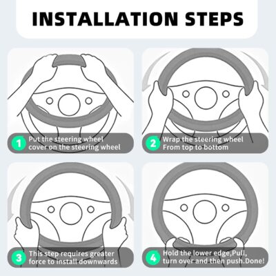 Bling Car Steering Wheel Cover, Diamond Leather Crystal Rhinestones Vehicles Steering Wheel Protector, Sparkling Anti-Slip Automotive Interior Decoration Accessories, Universal Fit (Black) - Image 3