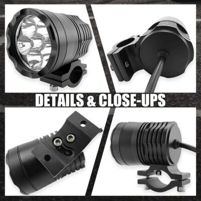 Motorcycle Driving Lights 12-60V 40W 3600LM LED Fog Lights for ATV UTV Bike Car Truck Boat Forklift Waterproof LED Spotlights with 6 Light Beads High Low Strobe Beam Switch Universal (Black 2) - Image 7