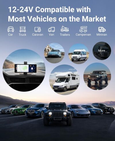 Wireless CarPlay and Android Auto 10.26-inch Touchscreen, 4K Dash Camera and 1080p Backup Camera, Universal Portable car Display, Equipped with 64G Memory Card (C6) - Image 8