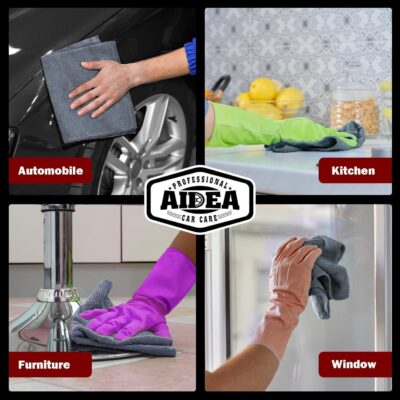 AIDEA Microfiber Cleaning Cloth Grey 50PK, Microfiber Towels for Cars, Premium Car Cloths, Dusting Cloth Lint Free Cleaning Rags for SUVs, House, Kitchen, Window, Workshops,12×12" - Image 5