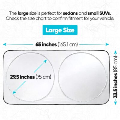 FORTEM Car Sun Shade for Windshield, Reflective Windshield Sunshade, 240T Polyester, Automotive Interior Sun Protection, Ultimate Heat and UV Shield, Foldable, Storage Bag - Image 3