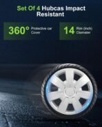 SCITOO Long-Lasting 14" Silver Hubcaps, fits Multiple Models, Stylish & Rust-Resistant, 14 inch Hub Caps Set of 4 Wheel Covers with Universal Snap-On Retention Rings - Image 3