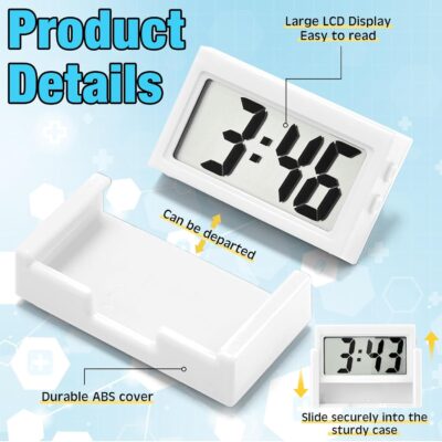 Frienda 3 Pieces Mini Digital Clock Small Digital Clock Stick on Battery Operated Self Adhesive Bracket for Car Dashboard Fridge (White,Black,Blue) - Image 3
