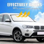 Windshield Sun Shade for BMW X3 2011-2017, Foldable Sun Visor Protector with Storage Bag, 2-Layers Car Sunshade Front Window Shade UV Protection - Image 2
