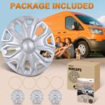 Nilight Wheel Cover Hubcaps 16 Inch for Ford Transit 150 250 350 350HD 2015 16 17 18 19 20 21 22 23 24 2025 Steel Wheel with 5 Lug 16 Hub Caps Set of 4 Rim Protector Wheel Covers Replacement, Silver - Image 9