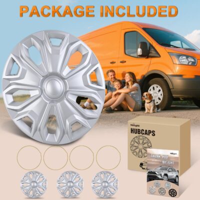Nilight Wheel Cover Hubcaps 16 Inch for Ford Transit 150 250 350 350HD 2015 16 17 18 19 20 21 22 23 24 2025 Steel Wheel with 5 Lug 16 Hub Caps Set of 4 Rim Protector Wheel Covers Replacement, Silver - Image 9