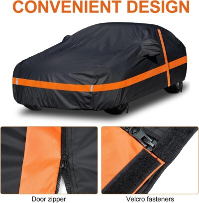 NEVERLAND Car Cover Waterproof All Weather with Door Zipper,Car Covers for Automobiles Scratch Resistant, Outdoor Full Exterior Covers Snowproof UV Protection Windproof(Fit Sedan Length 190-196 inch) - Image 3