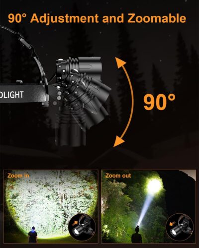 SKYFIRE Rechargeable Headlamp 3000 Lumens Motion Sensor, LED Super Bright Head lamp with 7500mAh Battery, Zoomable 13 Modes 90° Adjustable Waterproof Head Light for Running Cycling Camping Hiking - Image 5