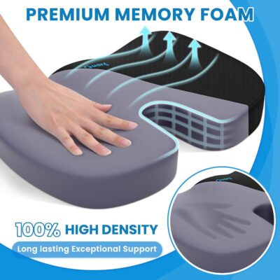 TushGuard Seat Cushion for Office Chair Memory Foam Non-Slip Cushion Back, Relief Chair Pad, Butt Pillow for Office Chair, Car, Computer Desk, Black - Image 3