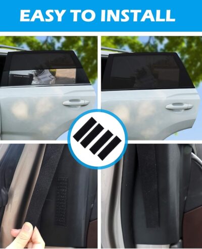 Tevlaphee Car Sunshade Kids, Universal Sun Visor Car Net Sunscreen Baby with Certified UV for Side Window Mesh Material Protects Passenger Baby, Children & Pets(L) (L) - Image 6