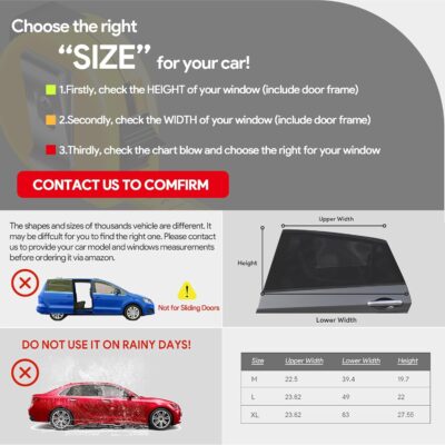 Car Window Shades, 2 Pack Breathable Mesh Car Side Back Window Sun Shades, Stretchy Window Screen for Baby Family Pet UV Protection, Window Covers Fit for Most(95%) of Cars - (Medium 39"x19") - Image 3