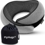 FlyHugz® Neck Travel Pillow | Memory Foam Neck Pillow for Comfort on Airplane | Compact and Ergonomic Design for Travel, Car Rides, and Home Use | Ideal for Adults and Kids