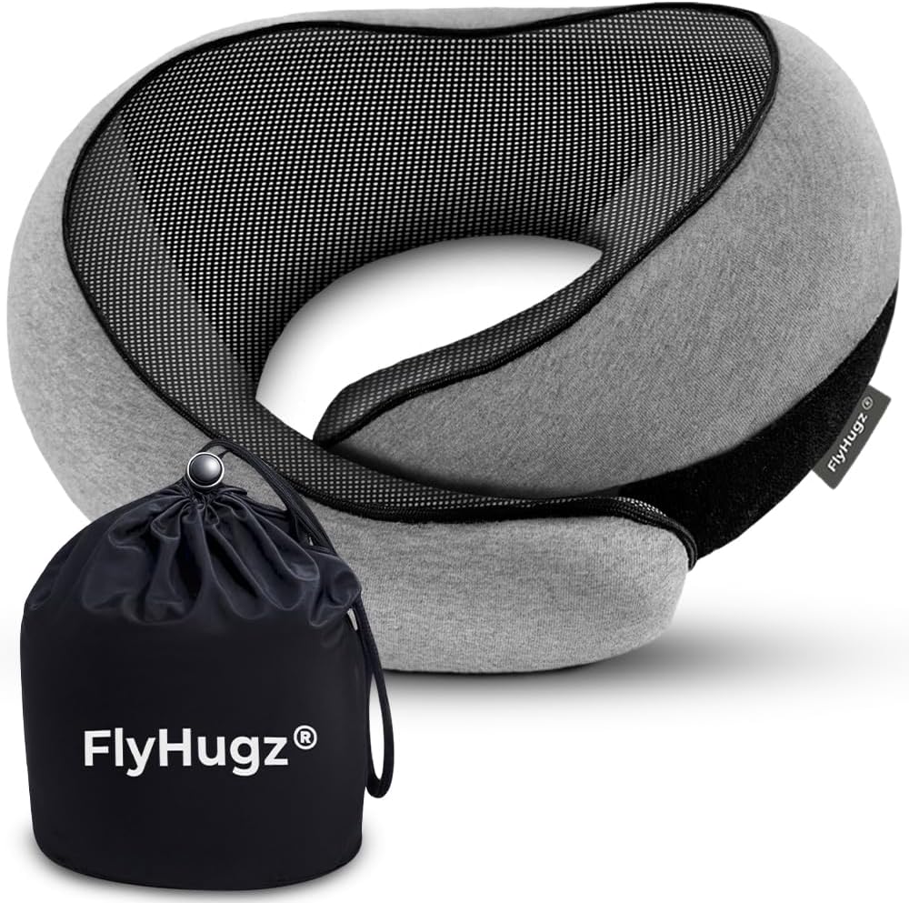 71iYDyZj6dL._AC_SL1000_.jpg FlyHugz® Neck Travel Pillow | Memory Foam Neck Pillow for Comfort on Airplane | Compact and Ergonomic Design for Travel, Car Rides, and Home Use | Ideal for Adults and Kids - Image 1