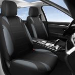 CAR PASS Waterproof Car Seat Covers Front Seats Only with 5mm Composite EVA, Neoprene Car Seat Cover with Separate Headrest Cover, Quick Setup Universal Fit for Car SUV Trucks,Airbag Compatible（Gray - Image 2