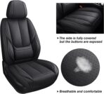 Black Car Seat Cover with Lumbar Support, Car Seat Protector Waterproof, Nappa Leather Car Seat Cushion, Car Seat Covers Front Seats and Back Fit for Most Cars - Image 5