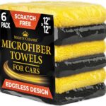Super Soft Microfiber Towels for Cars - Edgeless - 6pk (12”x12”) - Premium Scratch-Free Towel - Great for Drying, Detailing, Polishing, Buffing - Ultra Absorbent Microfiber Cleaning Cloths for Car