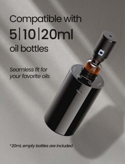 Waterless Essential Oil Diffuser Starter Kit with 30mL Hotel Fragrance Oil Inspired by Ritz-C., Battery Operated Mini Scent Diffuser, Portable Aromatherapy Diffuser for Home, Car, Office (Black) - Image 6