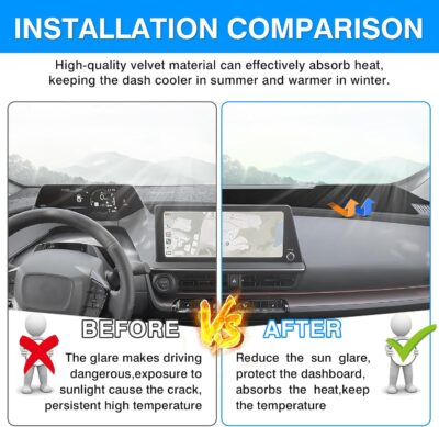 Autorder Dashboard Cover Mat for 2023-2025 2026 Toyota Prius Accessories Dash Cover Upgrade Velvet Dash Mat Sunshade Glare UV Rays Protector - Image 3