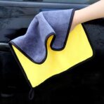 SOFTBATFY Ultrasoft, Large, Thick and Quick Drying Car Microfiber Cleaning Towel 800GSM Polishing Waxing Auto Detailing Towel Cloth (6pack,16 x 16inches) (Grey-Yellow) - Image 5