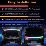 59 Inches RGB Multi-Color Dynamic Scanning Starter Hood Lights, Car LED Hood Light Strip, Exterior Flexible Headlight Waterproof Daytime Running Lamps Strips (1 Set) - Image 5