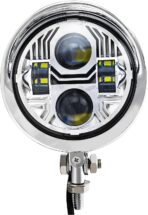 FATECIM 4.5" Bullet Round Motorcycle LED Headlight with Visor 4 1/2 Inch Motorbike Hi/Lo Beam Headlamp Bottom Mount Heavy Duty for Harley Kawasaki Honda Yamaha Suzuki Chopper Cafe Racer Bobber Chrome - Image 7