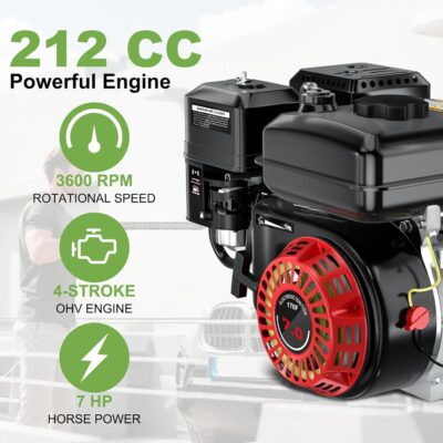 3600PSI Gas Pressure Washer with Hose Reel, 3.3 GPM, One-Button Electric Start 212cc 7HP Commercial Pressure Washer with 50FT 3/8" Hose, Spray Gun & Wand, 5 Quick Connect Nozzles - Image 5