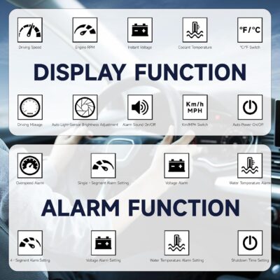 Car HUD Display, GPS Speedometer Projector with Overspeed Warning, OBD2 & GPS Dual Mode for All Cars, Universal Head Up Display Windshield w/Night Mode - Image 3