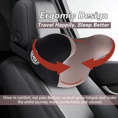 Really Cozy Car Headrest Pillow, Car Neck Pillow for Driving with Adjustable Strap, 100% Memory Foam and Breathable Removable Cover, Ergonomic Design - Car Pillow for Neck Pain Relief(Linen gray, 1PC) - Image 6